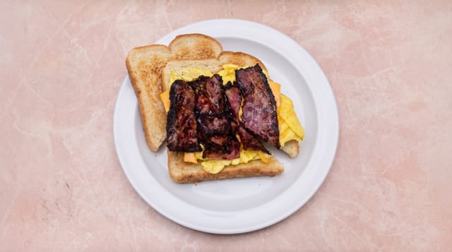 Turkey Bacon Egg and Cheese Sandwich.