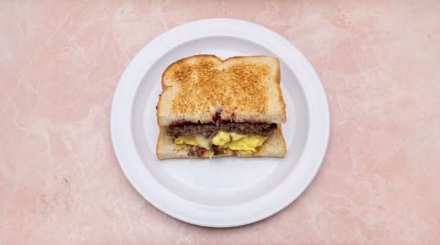 Scrapple Egg and Cheese Sandwich.