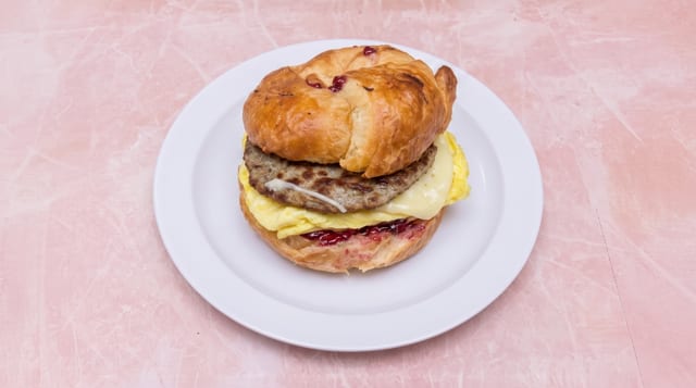 Turkey Sausage Egg and Cheese Sandwich.