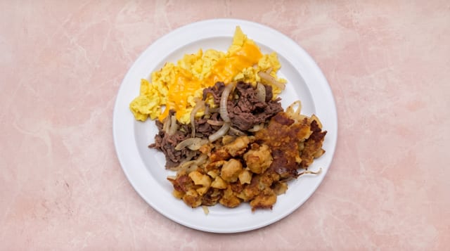 Beef Steak Eggs Platter.