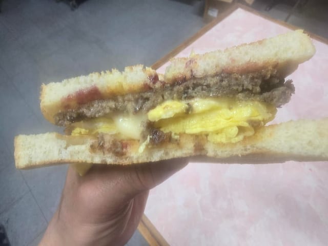 Scrapple Egg and Cheese Sandwich.