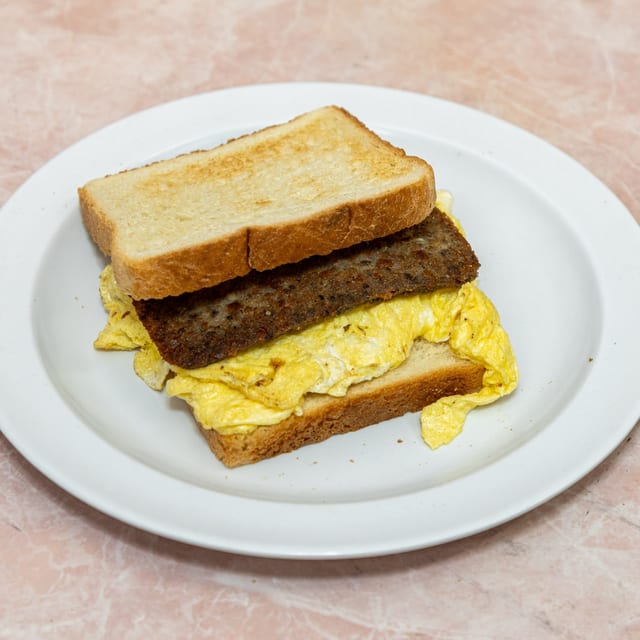 Scrapple Egg and Cheese Sandwich.