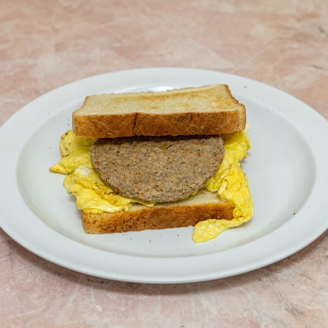 Turkey Sausage Egg and Cheese Sandwich.