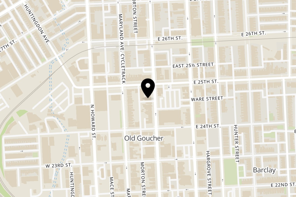 Map showing the location of Sister House on 2436 N Charles St in Baltimore